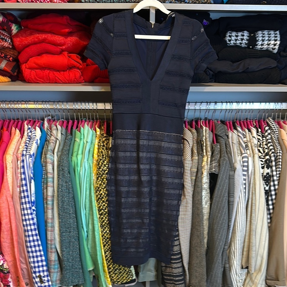 French Connection navy back zipper bodycon dress size 4